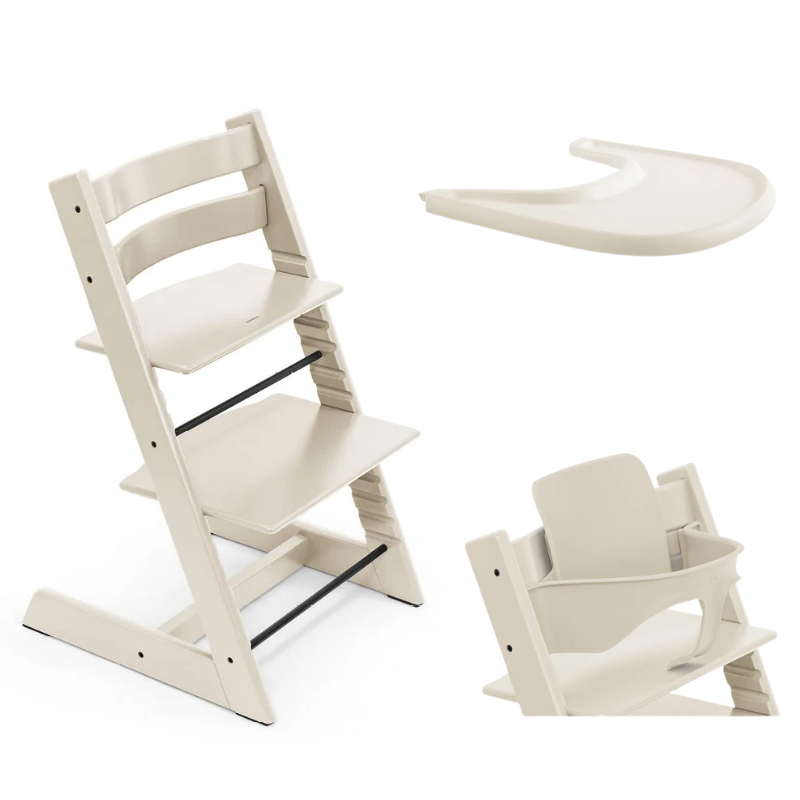 Stokke Promo Tripp Trapp Vanilla White con Baby Set e vassoio