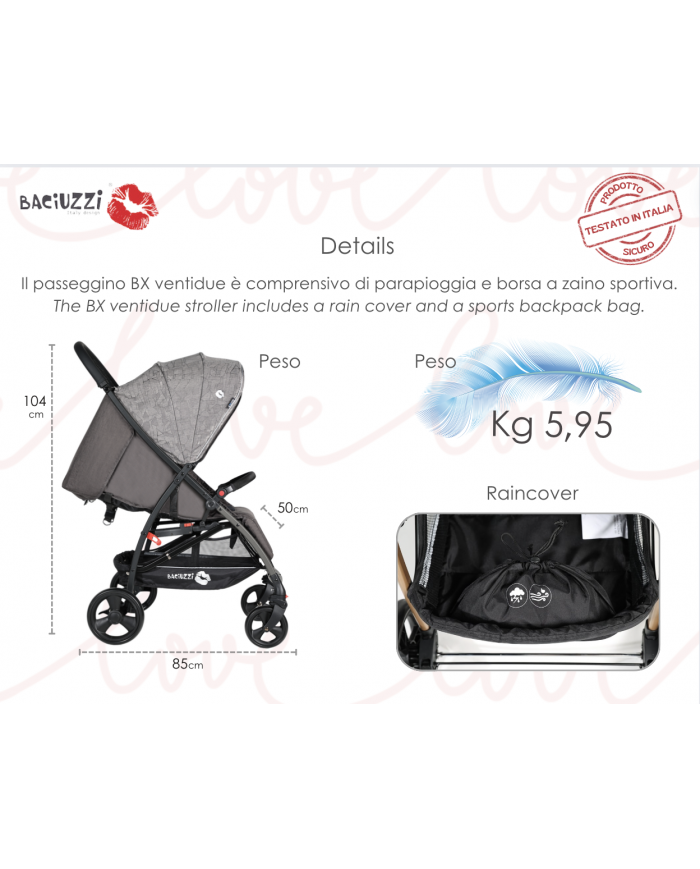 Baciuzzi passeggino BX 22 Jeans Blue