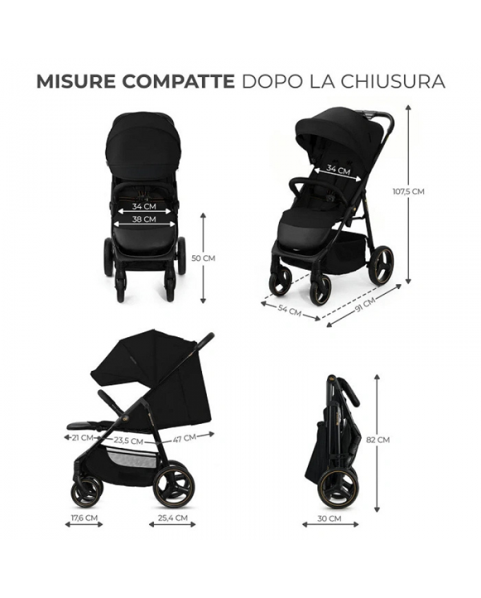 Kinderkraft Passeggino Leggero 0-25kg TRIG3 Nero