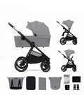 Kinderkraft Trio Passeggino ,Carrozzina,Ovetto e Borsa NEA 2 PLATINUM GREY