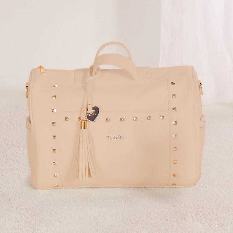 Nanan Borsa Mamma Da Passeggio Borchiata Ecrù - Linea Colette