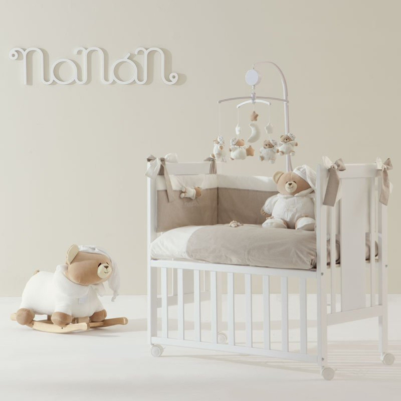 Nanan Culla Mini Me Struttura Bianca + Rivestimento Tato Ecru