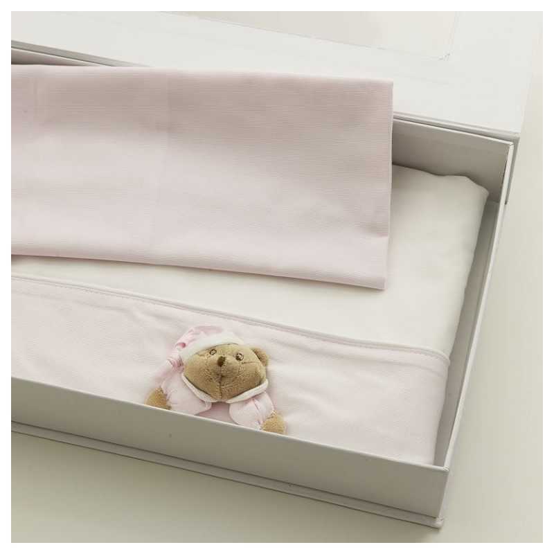 Nanan Set Lenzuola 3pz per Lettino Rosa -  Linea Puccio ''Sei La Mia Stella''