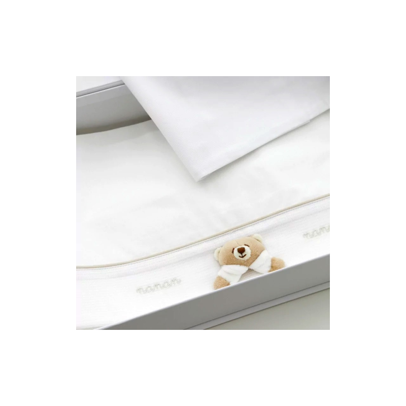 Nanan Set Lenzuola Lettino 3 Pz Bianco - Linea Tato