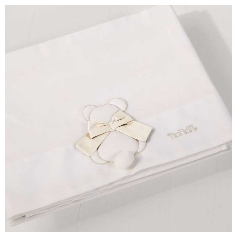 Nanan Set Lenzuola per Carrozzina 3Pz Bianco - Linea Fiocco