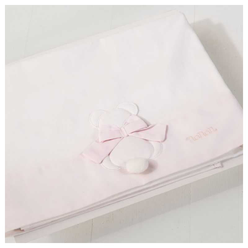 Nanan Set Lenzuola per Carrozzina 3Pz Rosa - Linea Fiocco