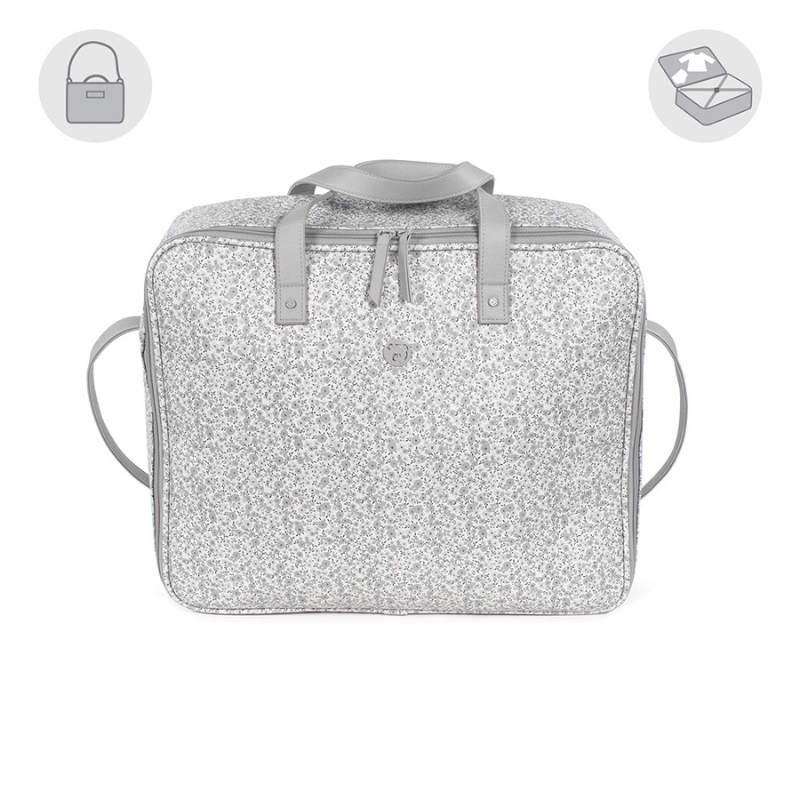 Pasito a Pasito Valigia in Ecopelle Grigio - Linea Flower Mellow