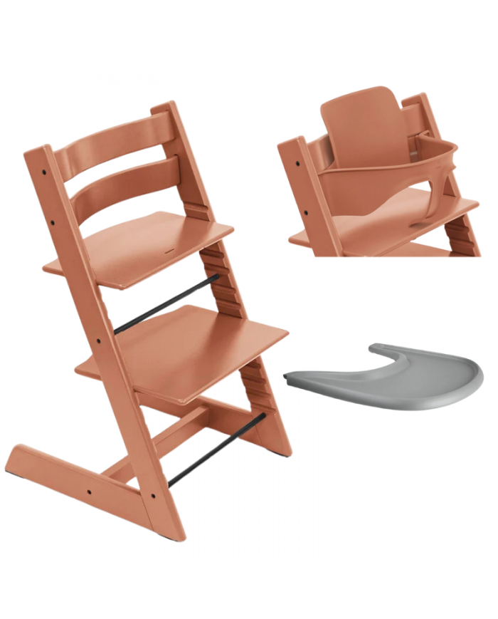 Stokke Promo Tripp Trapp Terracotta con Baby Set e vassoio