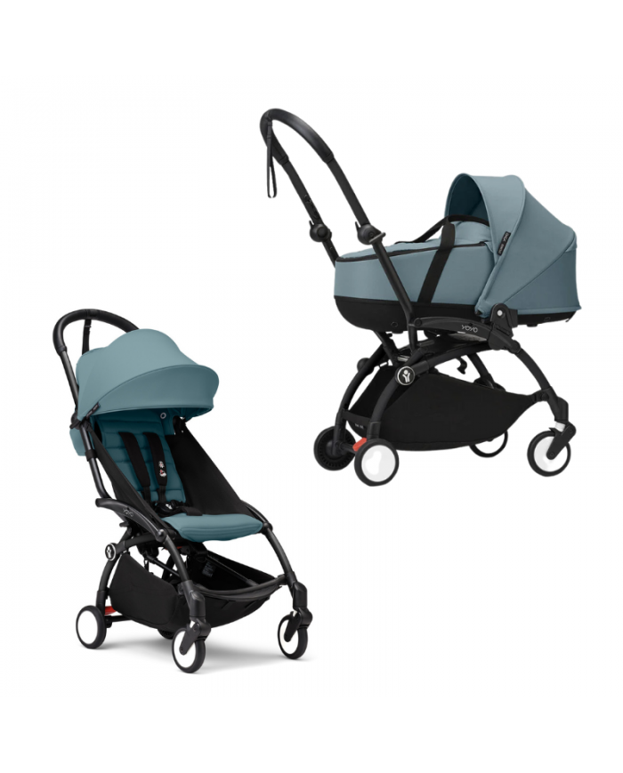 Stokke Yoyo³ con bassinet e rivestimento 6+ Black/Aqua