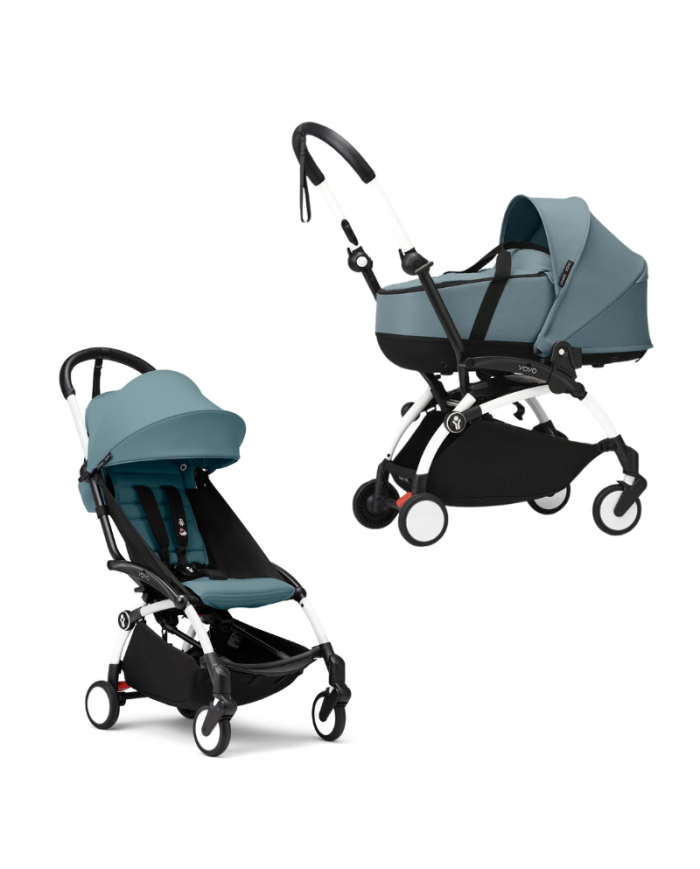 Stokke Yoyo³ con bassinet e rivestimento 6+ White/Aqua