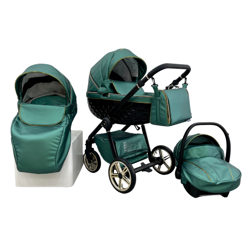 Trio ''CRYSTAL'' By Maison du Bebè col. VERDE SMERALDO Tel.NERO